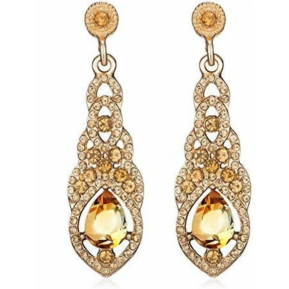 Crystal Alloy Teardrop Chandelier Dangle Earrings for Brides Bridesmaids Trendy Cubic Zirconia Bridal Earrings Statement Earrings Prom Wedding Brides Jewelry