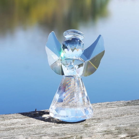Crystal Angel Figurine Decor, Glass Guardian-Angel Statue Figurines Collectibles, Pretty Angel Ornament Gifts for Women,1 x Crystal Angel Figurine,Transparent