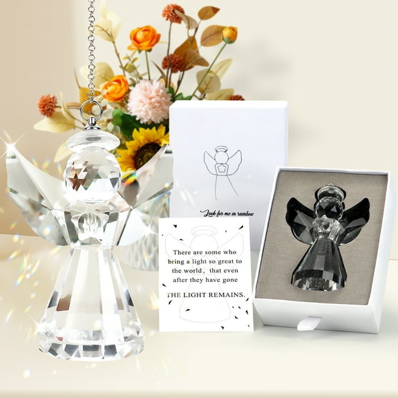 Crystal Angel Suncatcher: K9 Crystal, Rainbow Maker, Memorial & Decorative