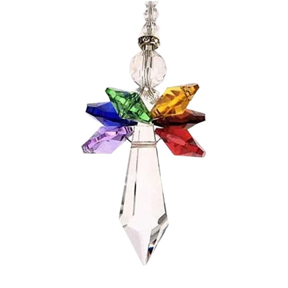 Crystal Angel Suncatcher Pendant for Window Garden Car Rearview Mirror Guardian Angel Gift Rainbow Light Refraction Home Office Decor