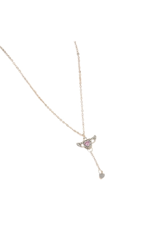 Crystal Angel Wing Heart Necklace Goth Fairy Zircon Pendant Necklaces Irregular Clavicle Chain Aesthetic Jewelry