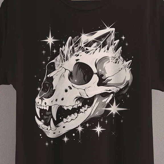 Crystal Animal Skull T-Shirt Pastel Goth Clothing Gothic Aesthetic Goblincore