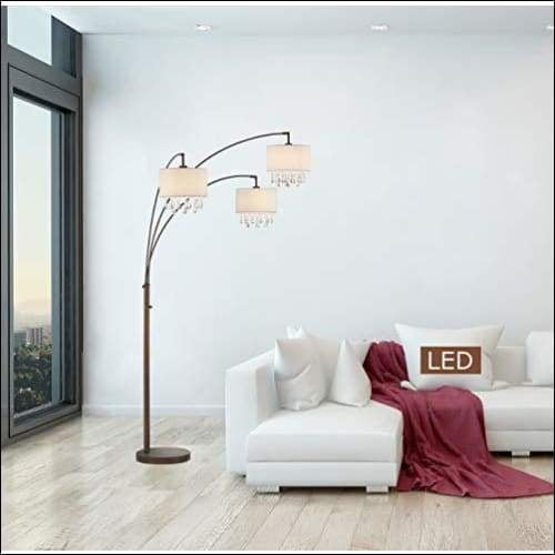 Lumiere Antique Bronze Adjustable Arc Floor Lamp with Crystal Shade