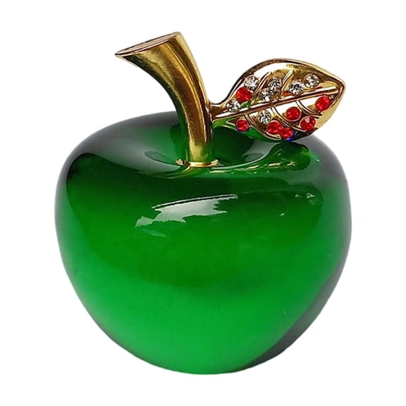 Crystal Apple Figurine Paperweight Ideal Gifts for Wedding Birthday Christmas and Home Decoration Green