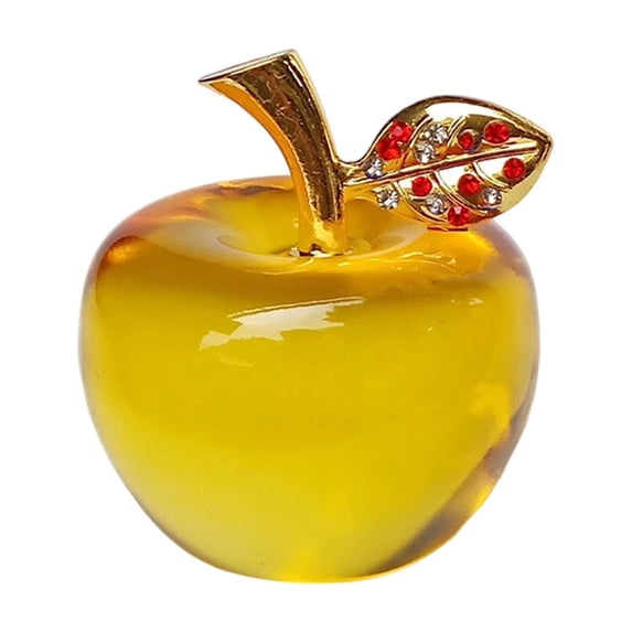 Crystal Apple Figurine Paperweight Ideal Gifts for Wedding Birthday Christmas and Home Decoration Yellow