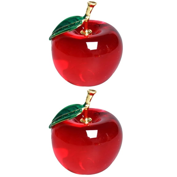 Crystal Apples Statue Household Decor Supplies 2 Pcs Paperweight Glass Gifts for Stocking Stuffers Christmas Decorations Xmas