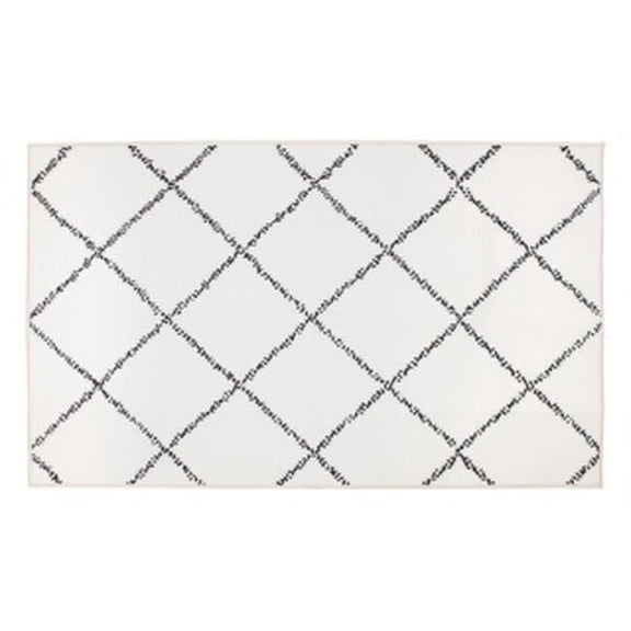 Crystal Art 340948WEB 3 x 5 ft. My Magic Carpet Medina Moroccan Trellis Washable Area Rug - Diamond Ivory