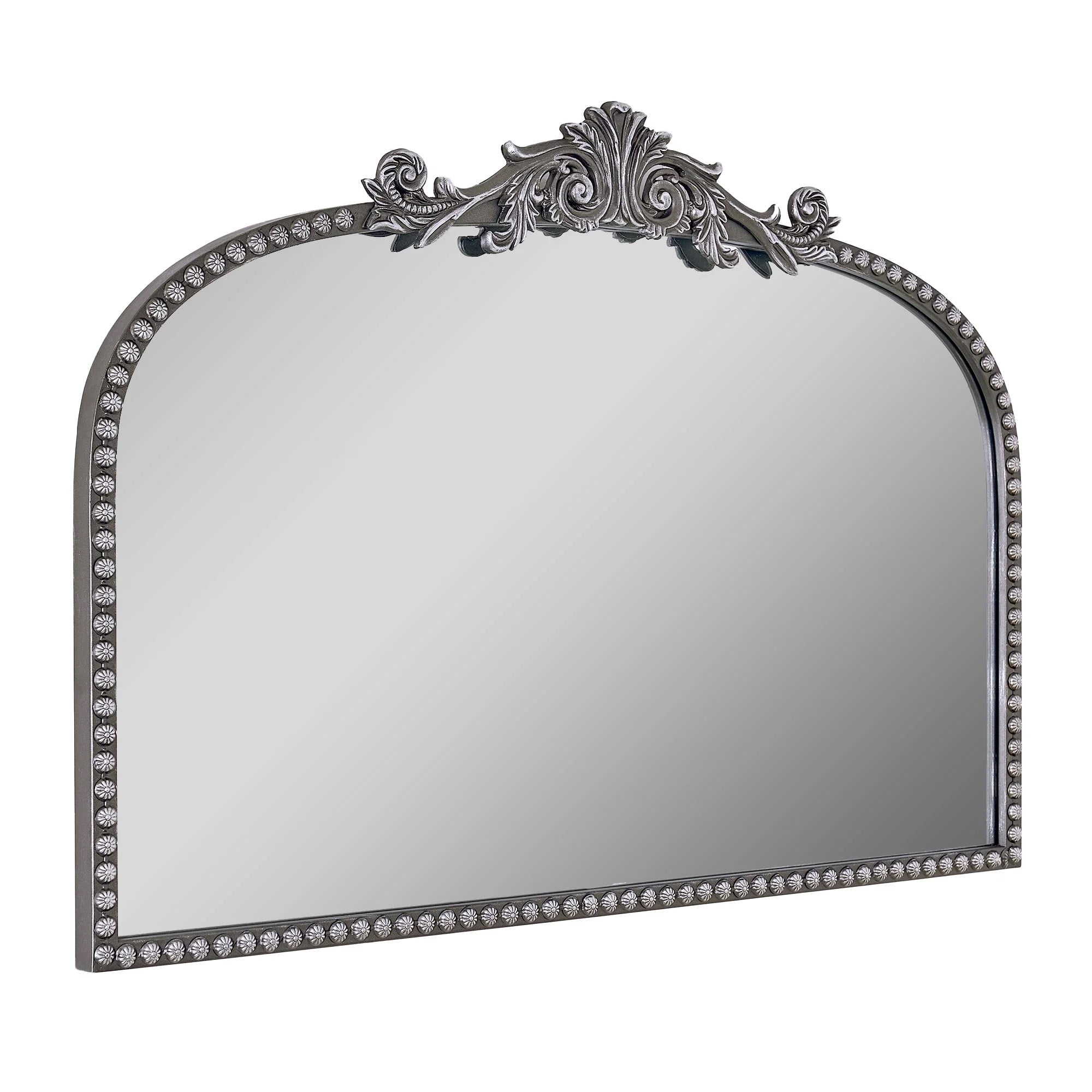 Crystal Art Gallery 24" x 34" Black Filigree Arch Mantel Decor Mirror