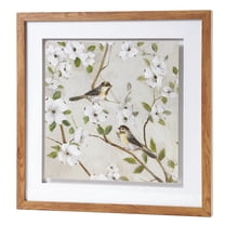 Crystal Art Gallery - Birds and Flowers Framed Floral Wall Art Farmhouse Decor - 17" x 17"
