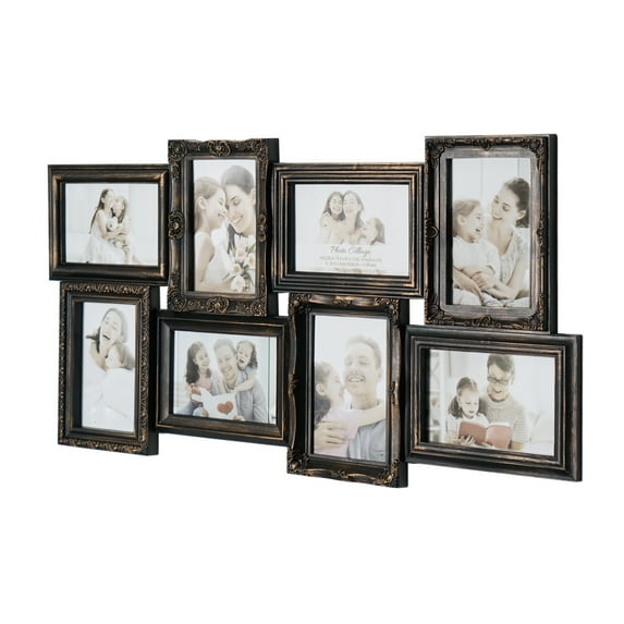 Crystal Art Gallery Black & Bronze Vintage Style Wall Hanging Decorative Photo Collage Picture Frame - 13.5" x 26"