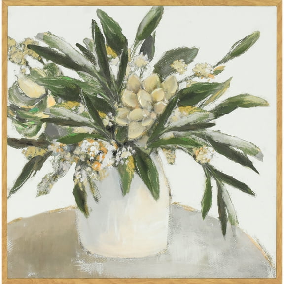 Crystal Art Gallery Contemporary Still Life with Vase Framed Canvas Art, Neutrals