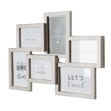 Crystal Art Gallery Distressed Cream White Wall Hanging Photo Collage Picture Frame - 12.5" x 18"