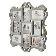 Crystal Art Gallery Distressed Gray & Gold Baroque Vintage Style Photo Collage Picture Frame - 22" x 21"