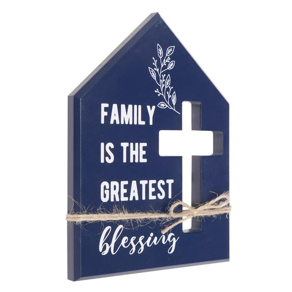 Crystal Art Gallery Family Typographic House-Shaped Wood Wall Plaque Art - 8" x 6"