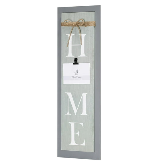 Crystal Art Gallery Farmhouse Gray Home Decor Clip Photo Frame - 9.5" x 29.12"
