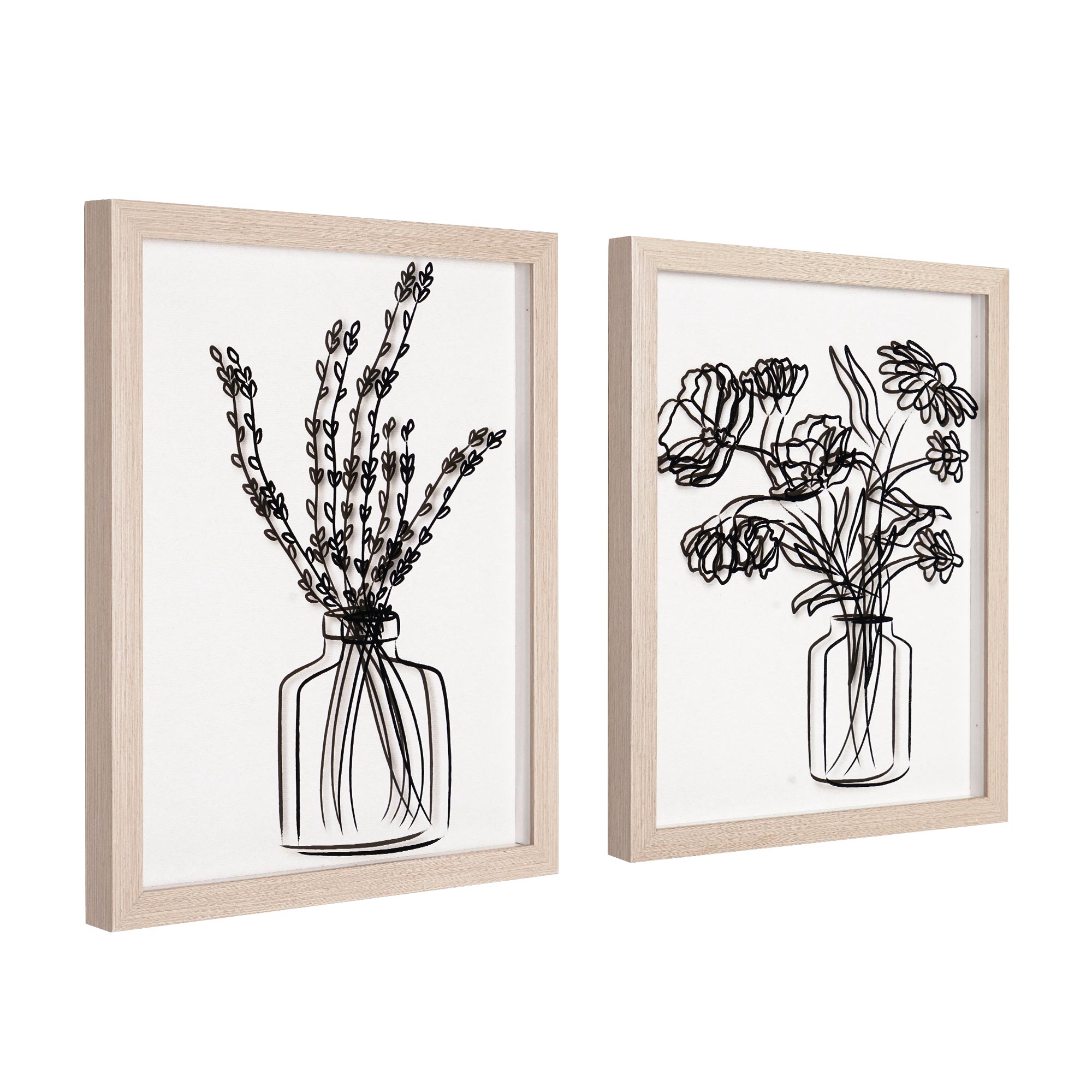 Crystal Art Gallery Florals in Vase Black Print on Clear Framed Wall Decor 11" x 14" Set of 2 - image 1 of 6