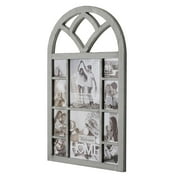 Crystal Art Gallery Gray Distressed Arched Window Pane Wall Hanging Decorative Photo Collage Picture Frame - 31.5" x 18"