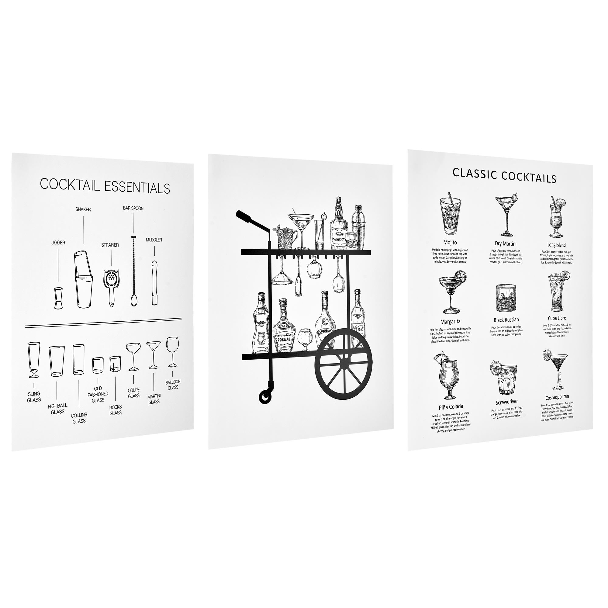 Crystal Art Gallery Happy Hour 11"x14" 3-Piece Print Set