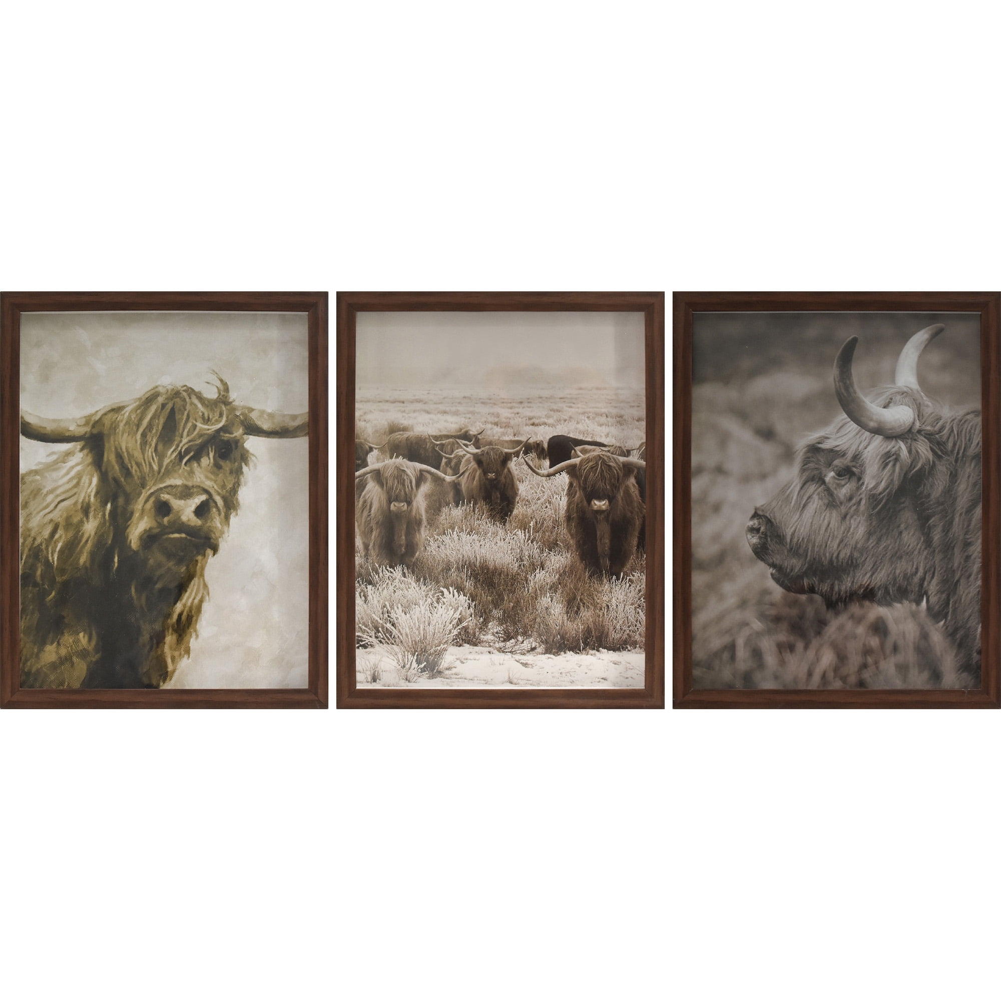 Crystal Art Gallery Highland Cow 11"14" 3-Piece Print Set