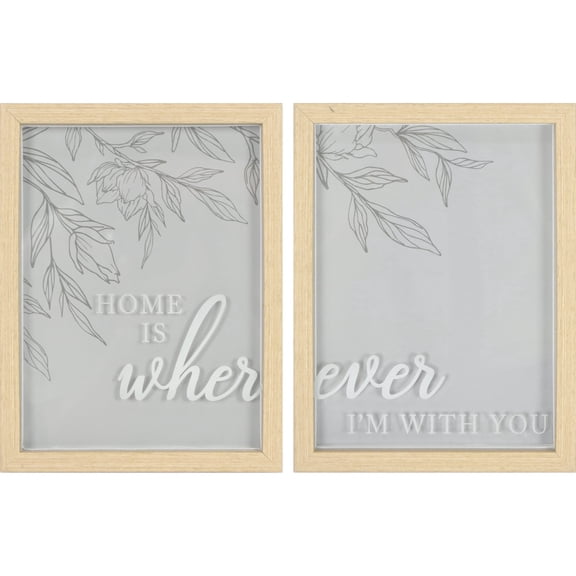 Crystal Art Gallery Home is Wherever I'm with You Typography Print, Grays