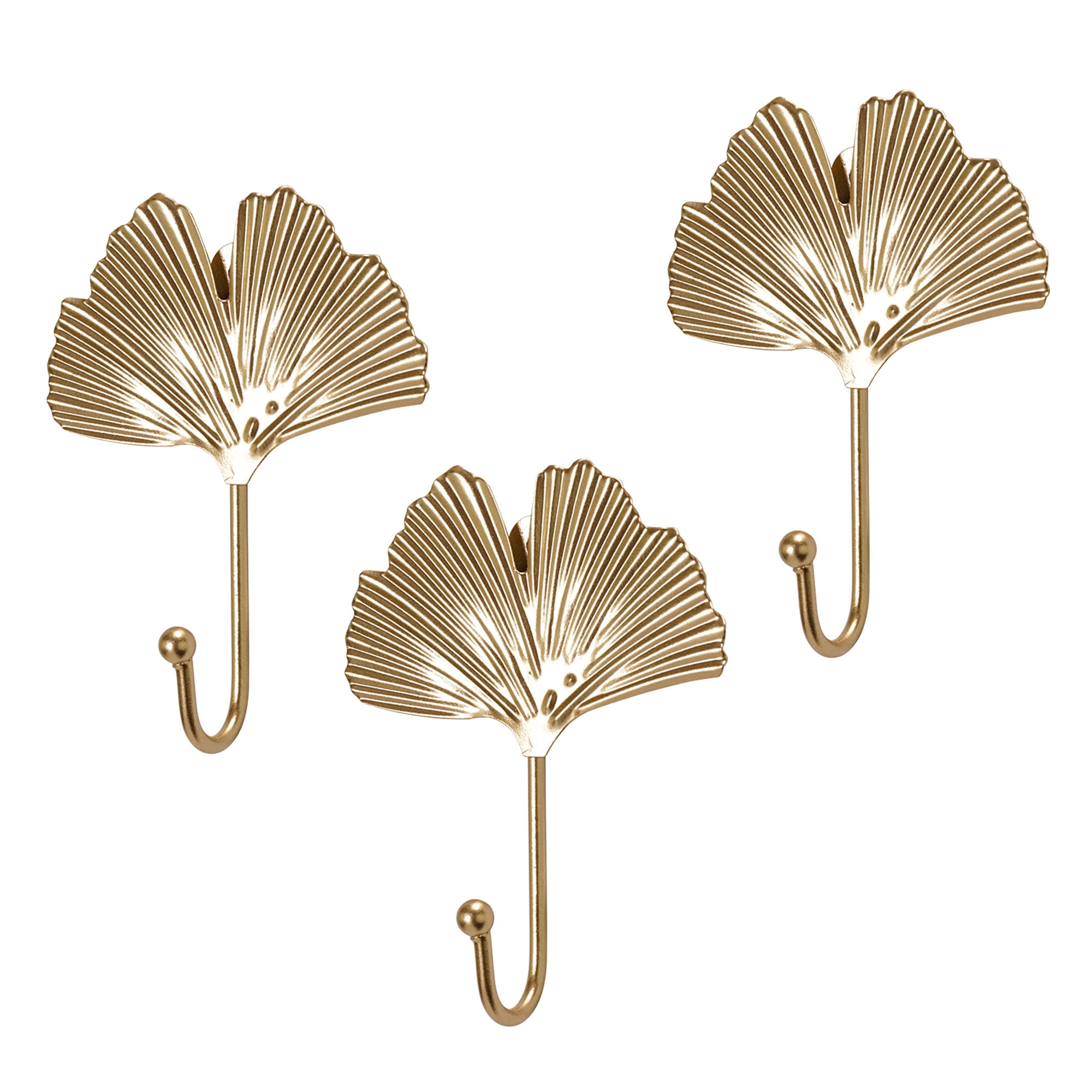 Crystal Art Gallery Indoor Gold Hook Leaf Size Farmhouse Decorative Figurine, Set of 3, 4"x 5"