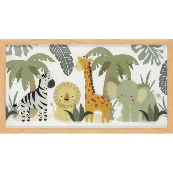 Crystal Art Gallery Jungle Animals Natural Wood Frame Wall Art Multi-Color 22" x 12"