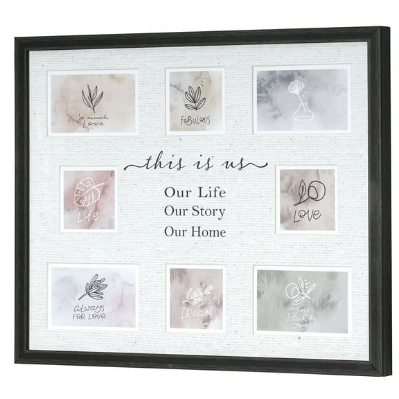 Crystal Art Gallery This Is Us Collage Keepsake Picture Frame - (4) 5.5" x 3.5" and (4) 3.5" x 3.5" Photos