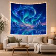 thumbnail image 1 of Crystal Aurora Rings Over a Frozen Lake with Reindeer and Mountains, Dreamy Fantasy for Space Lovers, Magical Wilderness Wall Art, Christmas Gift Tapestry Wall Hanging for Living Room and Bedroom, 1 of 7
