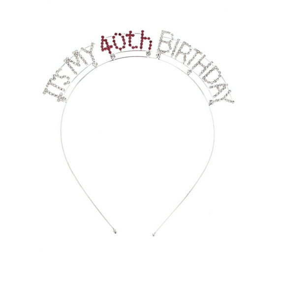 Crystal Avenue One-Size Women's 40th Birthday Pink Crystal Tiara Headband