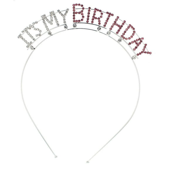 Crystal Avenue One-Size Women's It's My Birthday Pink Crystal Tiara Headband