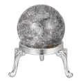thumbnail image 1 of Crystal Ball 40mm, Ice Cracked Glass Ball with Metal Stand, Decorative Crystal Sphere Glass Paperweight for Home Wedding Office Party Table Decor, Dark Black Grey/Silver, 1 of 7