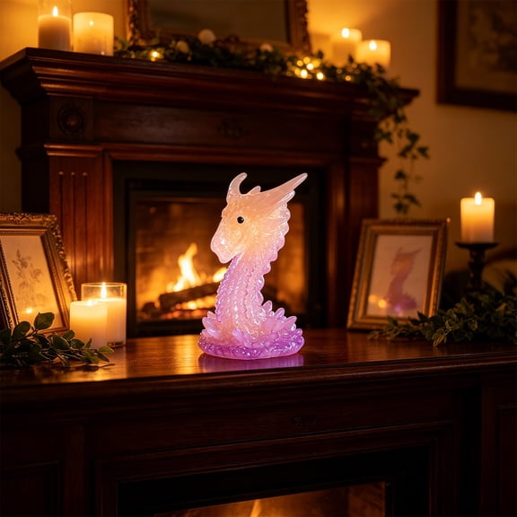 Crystal Ball Base Resin Dragon Support Stand Luminous Decorative Holder for Crystal Sphere Fortune Display Home Office Desktop Ornament Mystic Gothic Decor Gift Collectible Art Sculpture
