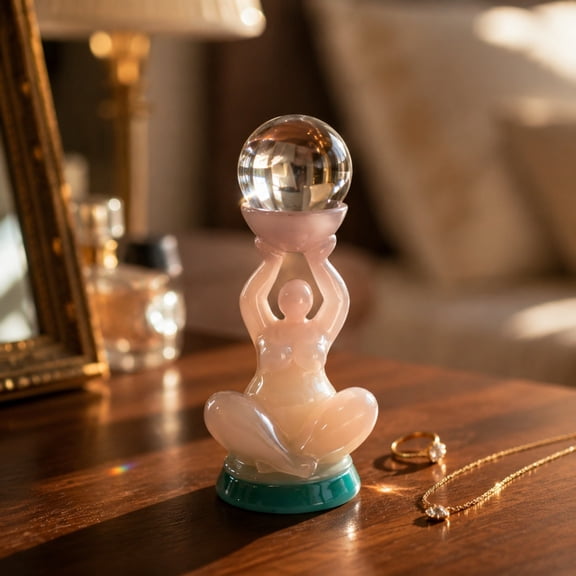 Crystal Ball Base Resin Luminous Display Stand Crystal Sphere Holder Decorative Ornament Home Office Table Desk Night Light Base Holder Fortune Ball Display Stand Decor Gift Prop