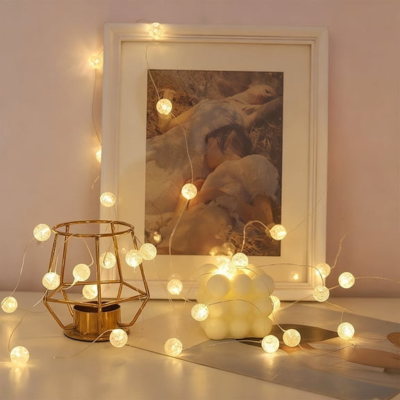 Crystal Ball Copper Wire Light String, 20 LED 2 Meter Warm White Fairy Lights for Christmas Tree Decor