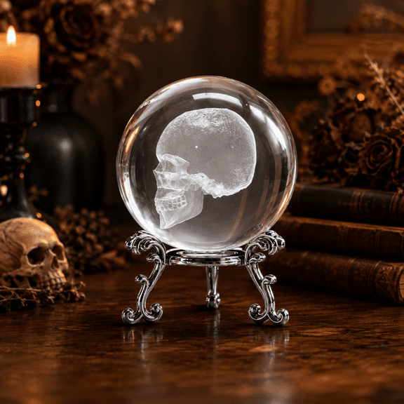 Crystal Ball Decorative Sphere With Metal Stand Clear Glass Globe Accent For Home Office Shelf Table Display Modern Spiritual Style Decor A