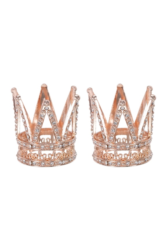 Crystal Ball Display Holder Crown Shaped Egg Stand 1.6 Inch Rose Gold 2Pcs