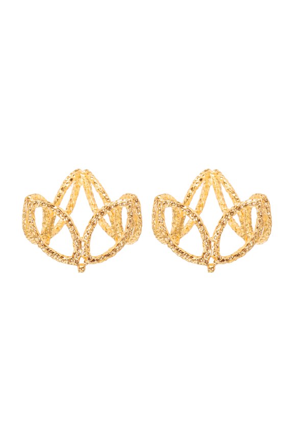 Crystal Ball Display Holder Crown Shaped Egg Stand 1.9 Inch Gold Tone 2Pcs