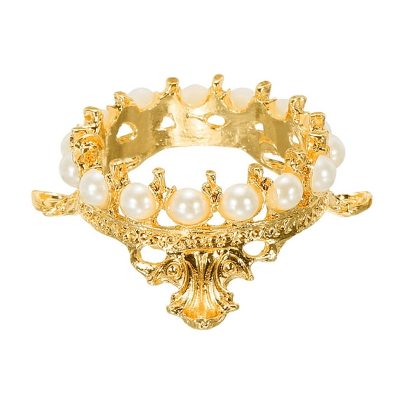 Crystal Ball Display Holder Crown Shaped Egg Stand Display 1.8 Inch Gold Tone