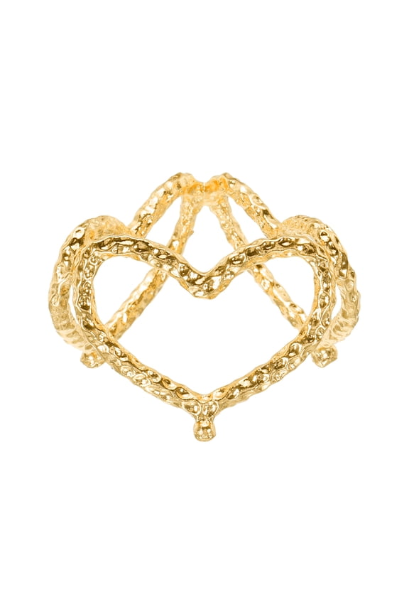 Crystal Ball Display Holder Heart Shaped Egg Stand Display 1.6 Inch Gold Tone