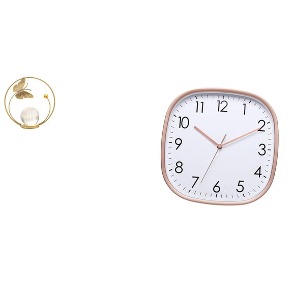 Crystal Ball Figurine Iron Wall Clock Desk Ornament Stable Base for Bedroom Dining Room Office Living Room Home