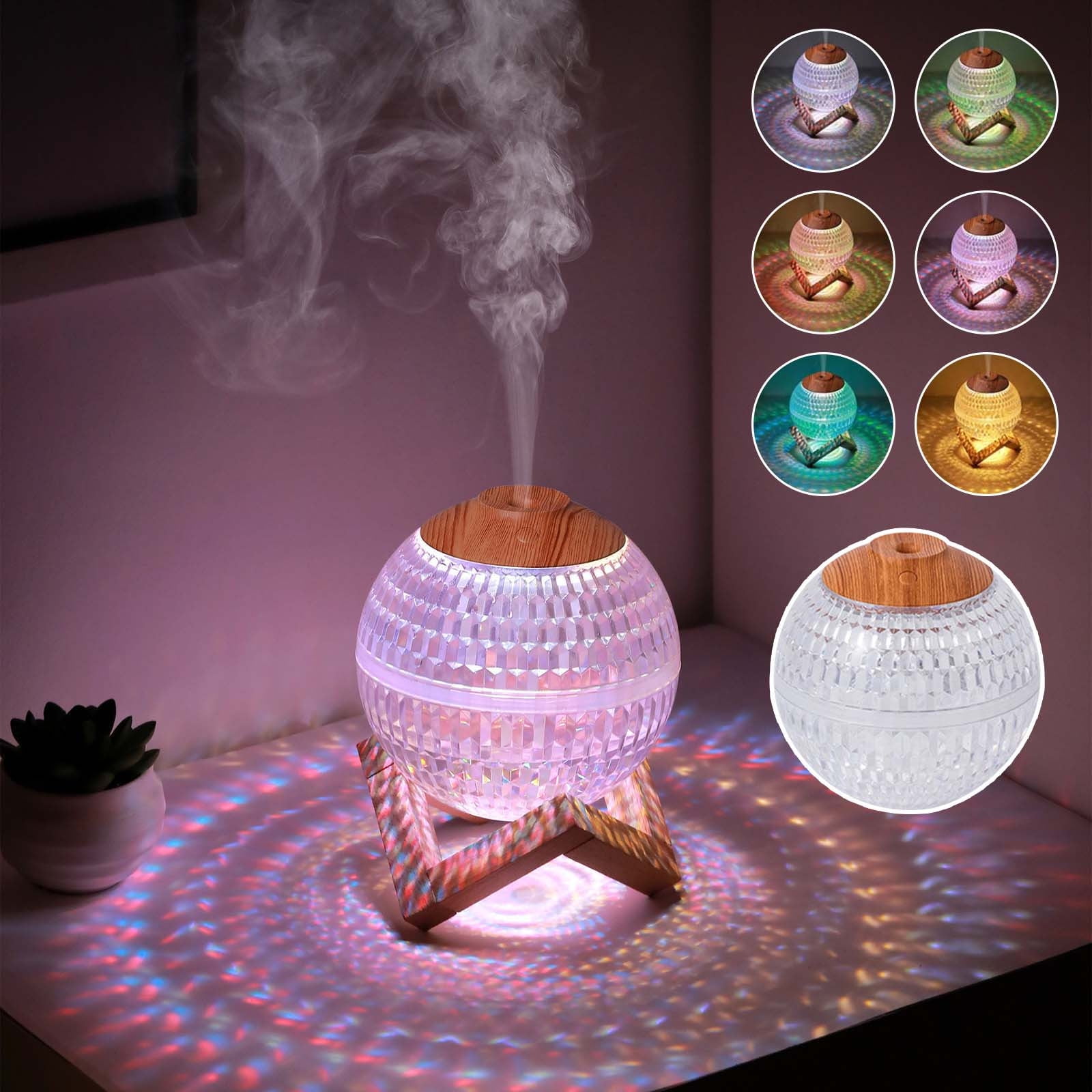 Crystal Ball Humidifier, Colorful Night Light Humidifier 2-In-1 Household Volume Silent Humidifier Quiet Air Humidifier for Bedroom Nursery Office Family Requisites