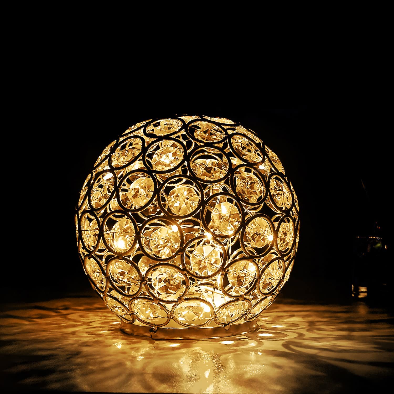 Crystal Ball Crystal Led Light Christmas Table Decor Gold Orbs Decorative Balls Lighted