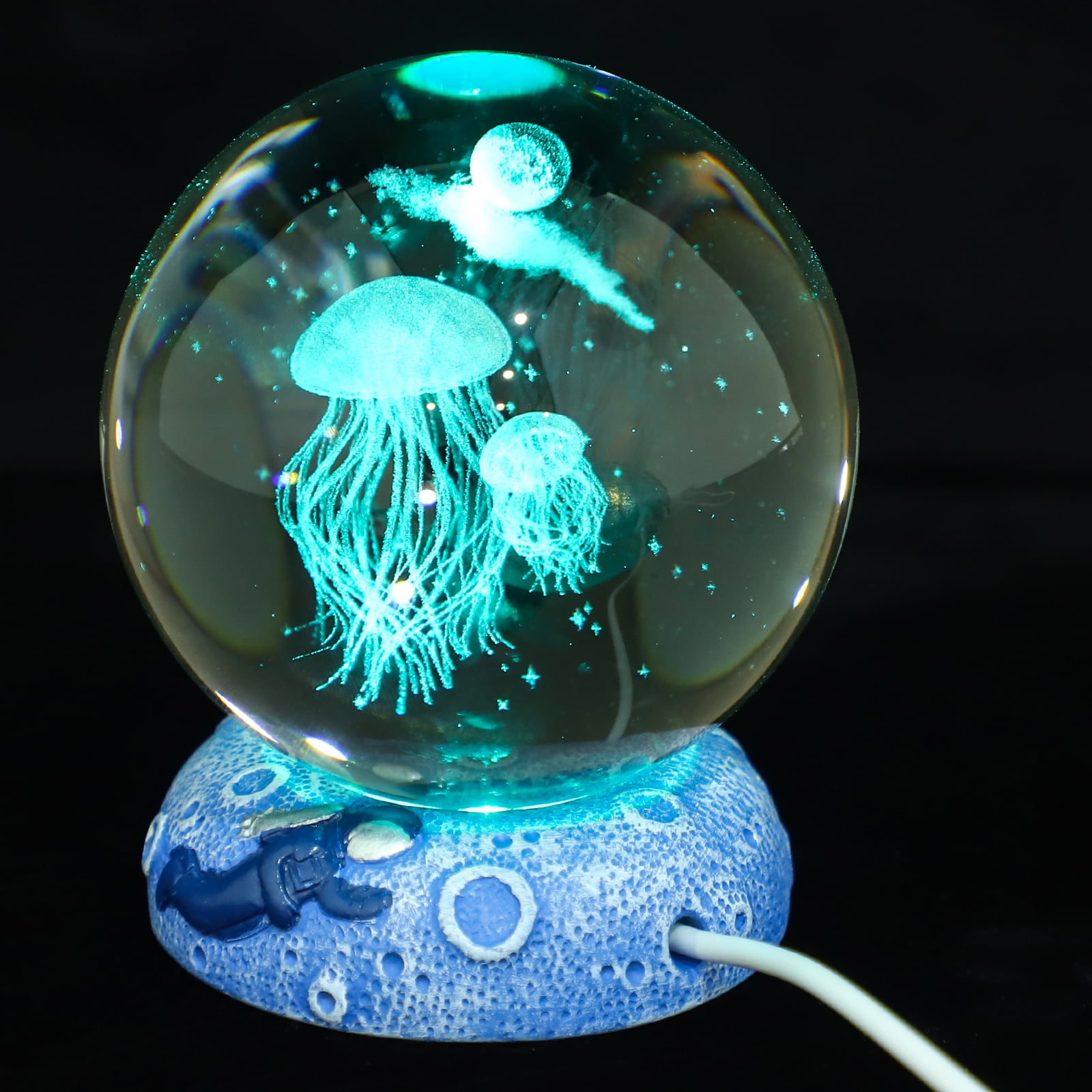 Crystal Ball Night Light LED Statue Figurines Crystals Decor Dinner