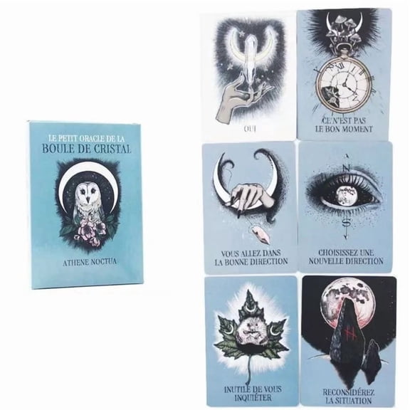 Crystal Ball Oracle Cards - 13 Card Divination, 10.4*7.3cm French Edition Le Petit Oracle De La Boule De Cristal
