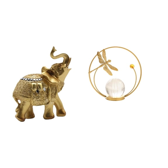 Crystal Ball Sculpture Elephant Ornament Desktop Figurine Resin Material for Living Room Office Bedroom