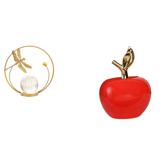 Crystal Ball Sculpture Iron Figurine Decoration Stable Ceramic Base for Hallway Fireplace Study Room Display