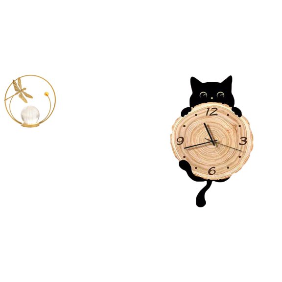 Crystal Ball Sculpture Iron Figurine Wall Clock MDF Material for Study Hallway Living Room Office