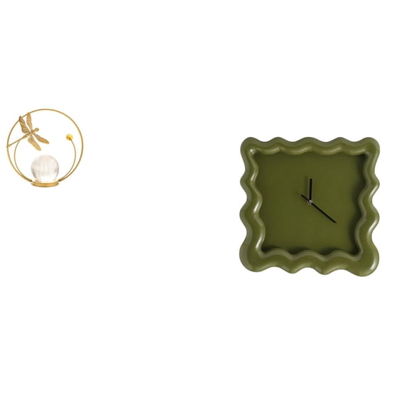 Crystal Ball Sculpture Iron Figurine Wall Clock Silent Accurate for Bedroom Fireplace Hallway Display