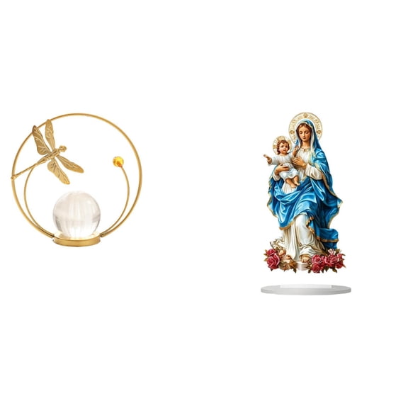 Crystal Ball Sculpture Table Sign Acrylic Desktop Decor with Artistic Patterns for Bedroom Living Room Office