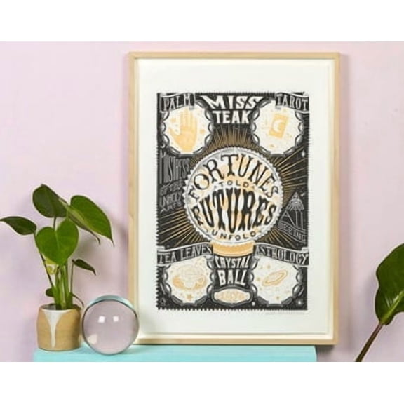 Crystal Ball Silk Screen Fortune Teller Art Poster , Poster Print Only